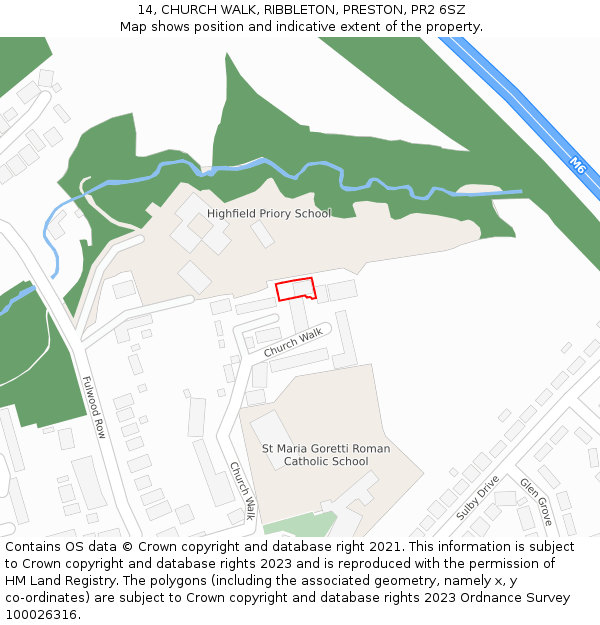 14, CHURCH WALK, RIBBLETON, PRESTON, PR2 6SZ: Location map and indicative extent of plot