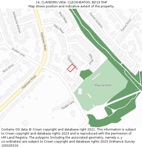 14, CLAYBORN VIEW, CLECKHEATON, BD19 5NP: Location map and indicative extent of plot