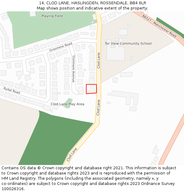 14, CLOD LANE, HASLINGDEN, ROSSENDALE, BB4 6LR: Location map and indicative extent of plot