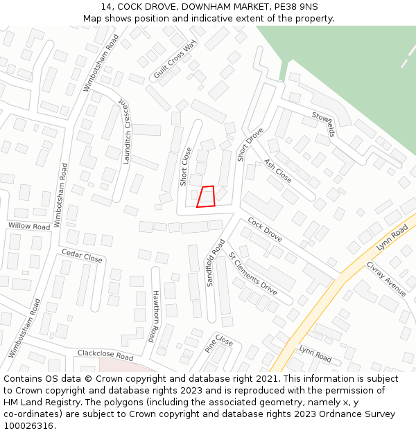 14, COCK DROVE, DOWNHAM MARKET, PE38 9NS: Location map and indicative extent of plot