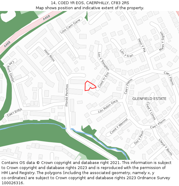 14, COED YR EOS, CAERPHILLY, CF83 2RS: Location map and indicative extent of plot