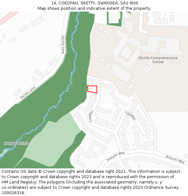 14, COEDFAN, SKETTY, SWANSEA, SA2 8NS: Location map and indicative extent of plot