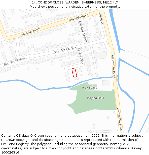 14, CONDOR CLOSE, WARDEN, SHEERNESS, ME12 4LY: Location map and indicative extent of plot