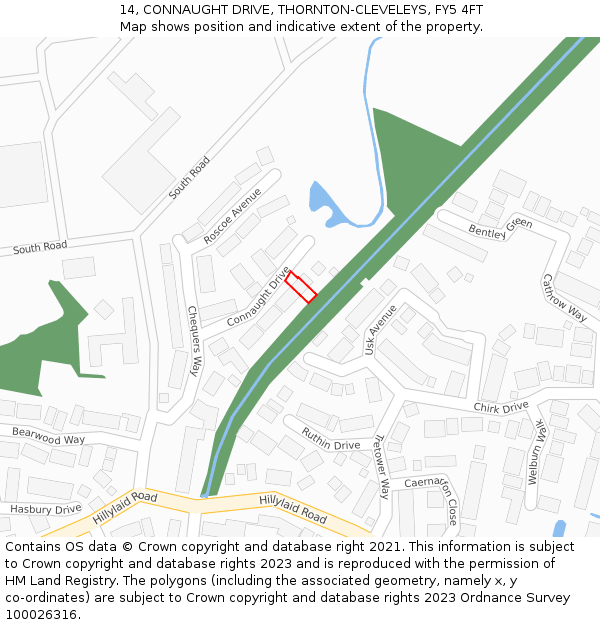 14, CONNAUGHT DRIVE, THORNTON-CLEVELEYS, FY5 4FT: Location map and indicative extent of plot