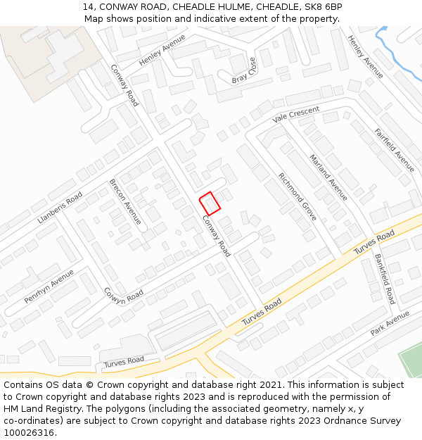 14, CONWAY ROAD, CHEADLE HULME, CHEADLE, SK8 6BP: Location map and indicative extent of plot