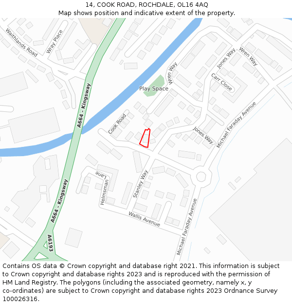 14, COOK ROAD, ROCHDALE, OL16 4AQ: Location map and indicative extent of plot