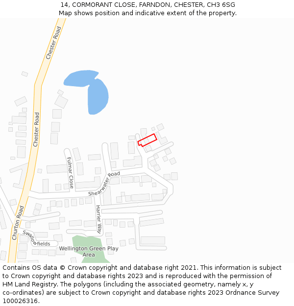 14, CORMORANT CLOSE, FARNDON, CHESTER, CH3 6SG: Location map and indicative extent of plot