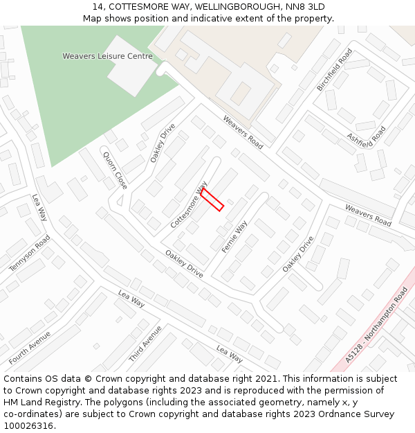 14, COTTESMORE WAY, WELLINGBOROUGH, NN8 3LD: Location map and indicative extent of plot