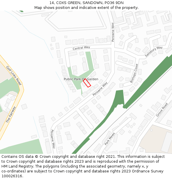 14, COXS GREEN, SANDOWN, PO36 9DN: Location map and indicative extent of plot