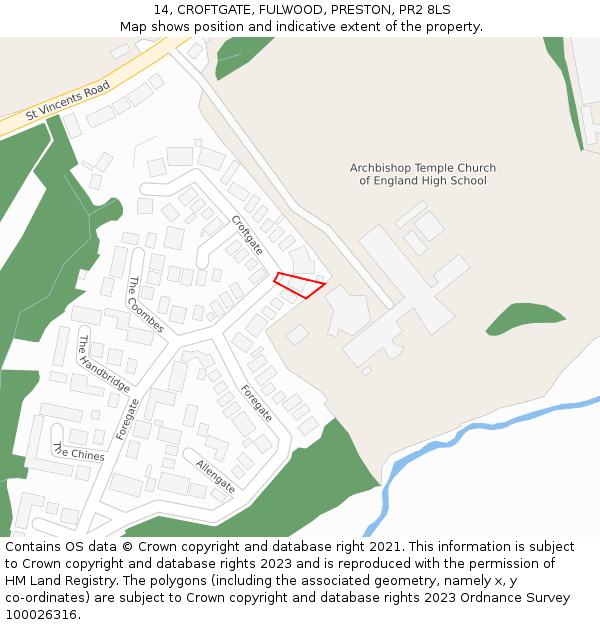 14, CROFTGATE, FULWOOD, PRESTON, PR2 8LS: Location map and indicative extent of plot