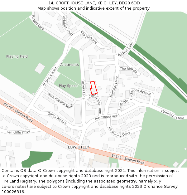 14, CROFTHOUSE LANE, KEIGHLEY, BD20 6DD: Location map and indicative extent of plot