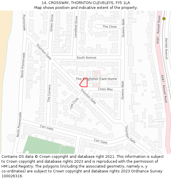 14, CROSSWAY, THORNTON-CLEVELEYS, FY5 1LA: Location map and indicative extent of plot