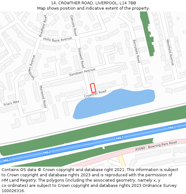 14, CROWTHER ROAD, LIVERPOOL, L14 7BB: Location map and indicative extent of plot