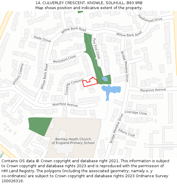 14, CULVERLEY CRESCENT, KNOWLE, SOLIHULL, B93 9RB: Location map and indicative extent of plot