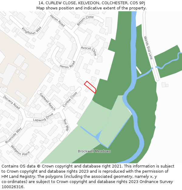 14, CURLEW CLOSE, KELVEDON, COLCHESTER, CO5 9PJ: Location map and indicative extent of plot