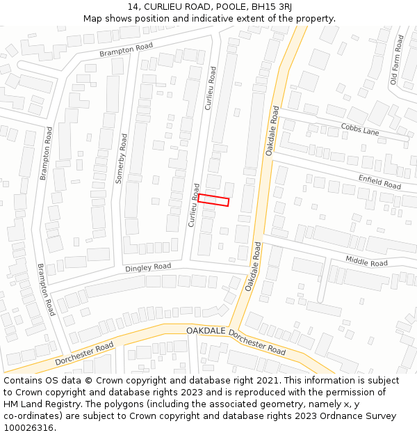 14, CURLIEU ROAD, POOLE, BH15 3RJ: Location map and indicative extent of plot