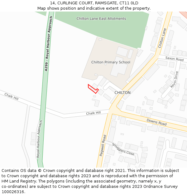 14, CURLINGE COURT, RAMSGATE, CT11 0LD: Location map and indicative extent of plot