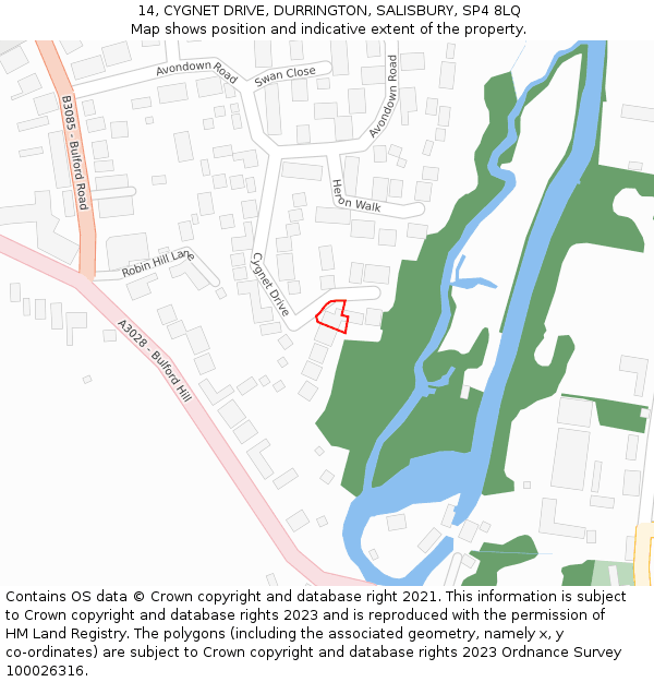 14, CYGNET DRIVE, DURRINGTON, SALISBURY, SP4 8LQ: Location map and indicative extent of plot