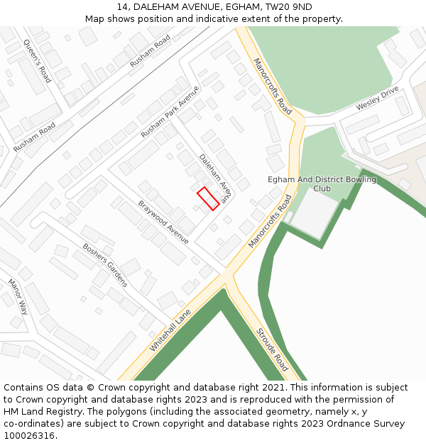 14, DALEHAM AVENUE, EGHAM, TW20 9ND: Location map and indicative extent of plot