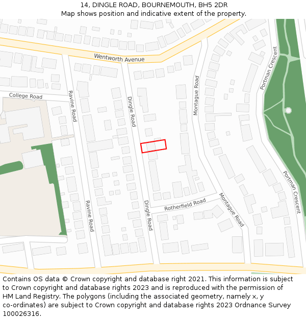 14, DINGLE ROAD, BOURNEMOUTH, BH5 2DR: Location map and indicative extent of plot