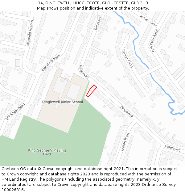 14, DINGLEWELL, HUCCLECOTE, GLOUCESTER, GL3 3HR: Location map and indicative extent of plot