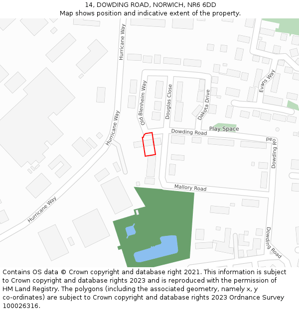 14, DOWDING ROAD, NORWICH, NR6 6DD: Location map and indicative extent of plot