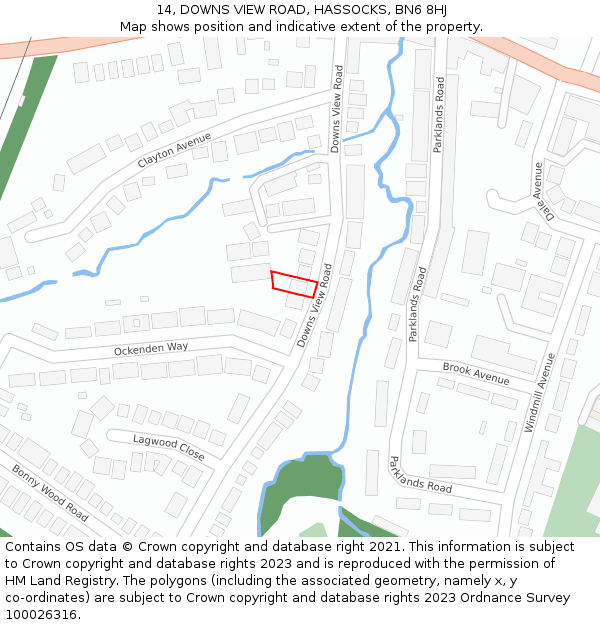 14, DOWNS VIEW ROAD, HASSOCKS, BN6 8HJ: Location map and indicative extent of plot