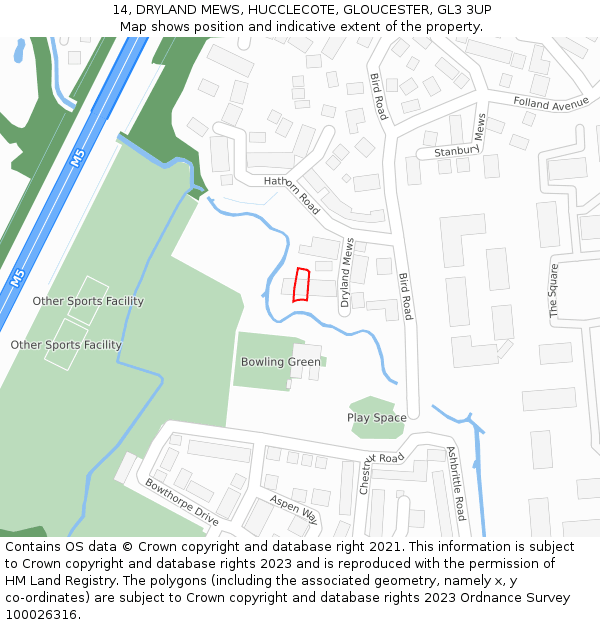 14, DRYLAND MEWS, HUCCLECOTE, GLOUCESTER, GL3 3UP: Location map and indicative extent of plot