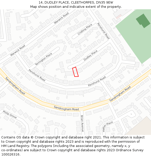 14, DUDLEY PLACE, CLEETHORPES, DN35 9EW: Location map and indicative extent of plot