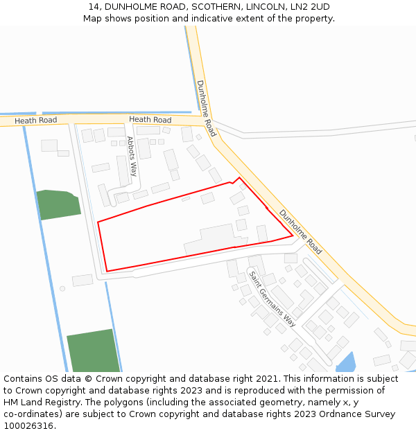 14, DUNHOLME ROAD, SCOTHERN, LINCOLN, LN2 2UD: Location map and indicative extent of plot