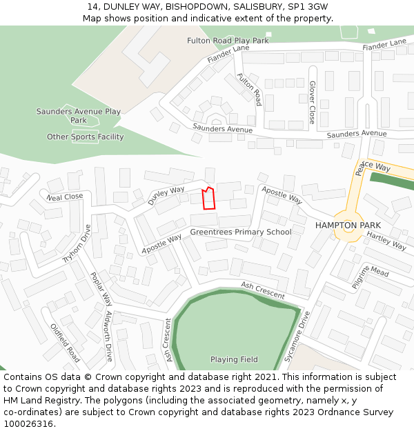 14, DUNLEY WAY, BISHOPDOWN, SALISBURY, SP1 3GW: Location map and indicative extent of plot