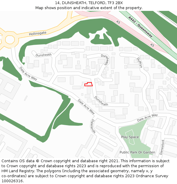 14, DUNSHEATH, TELFORD, TF3 2BX: Location map and indicative extent of plot