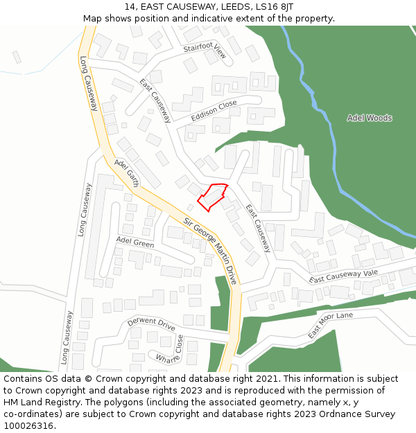 14, EAST CAUSEWAY, LEEDS, LS16 8JT: Location map and indicative extent of plot