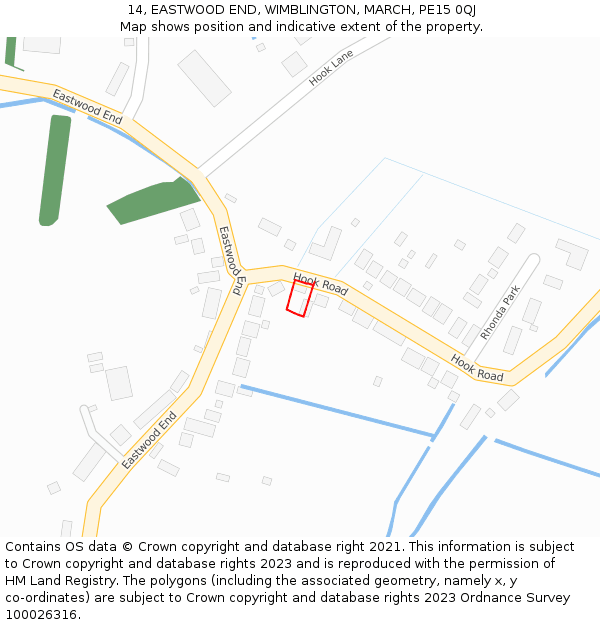 14, EASTWOOD END, WIMBLINGTON, MARCH, PE15 0QJ: Location map and indicative extent of plot