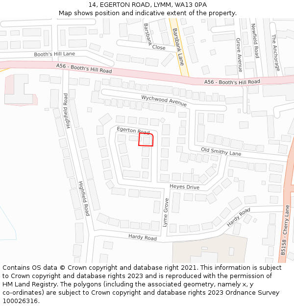 14, EGERTON ROAD, LYMM, WA13 0PA: Location map and indicative extent of plot