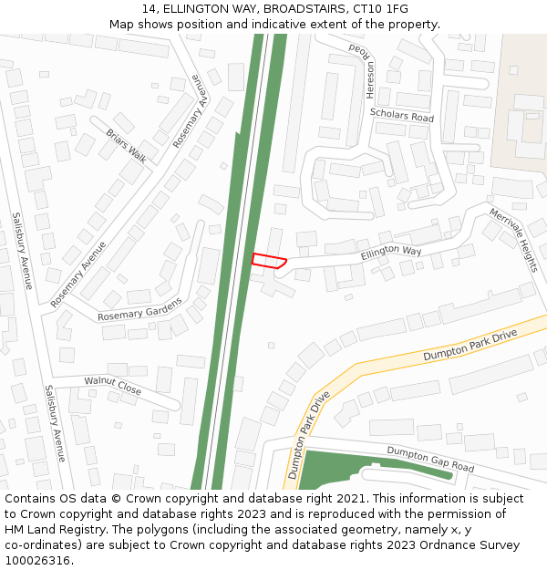 14, ELLINGTON WAY, BROADSTAIRS, CT10 1FG: Location map and indicative extent of plot