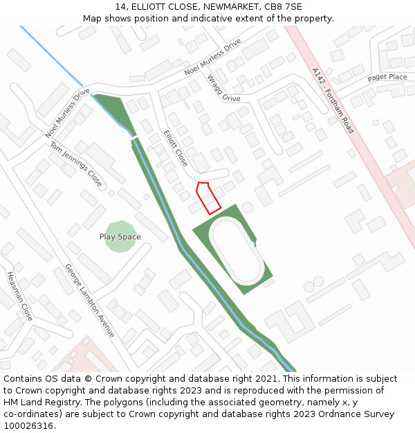 14, ELLIOTT CLOSE, NEWMARKET, CB8 7SE: Location map and indicative extent of plot