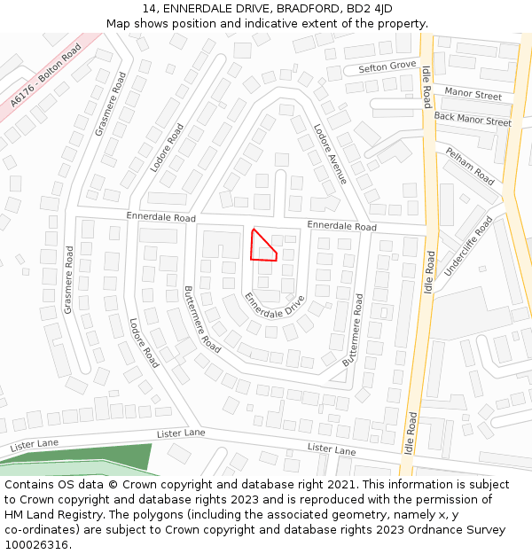 14, ENNERDALE DRIVE, BRADFORD, BD2 4JD: Location map and indicative extent of plot