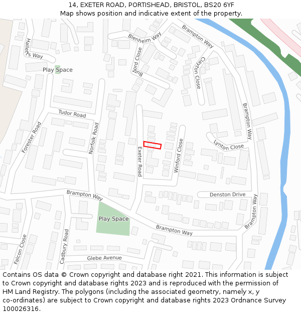 14, EXETER ROAD, PORTISHEAD, BRISTOL, BS20 6YF: Location map and indicative extent of plot