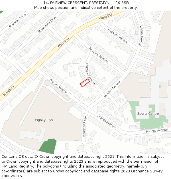 14, FAIRVIEW CRESCENT, PRESTATYN, LL19 8SB: Location map and indicative extent of plot