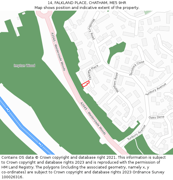 14, FALKLAND PLACE, CHATHAM, ME5 9HR: Location map and indicative extent of plot