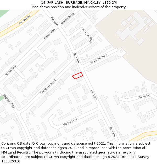 14, FAR LASH, BURBAGE, HINCKLEY, LE10 2PJ: Location map and indicative extent of plot