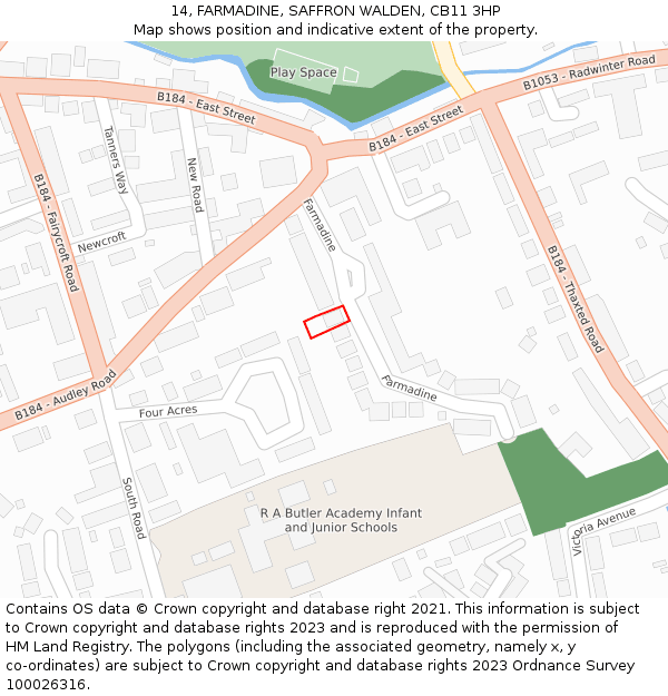 14, FARMADINE, SAFFRON WALDEN, CB11 3HP: Location map and indicative extent of plot