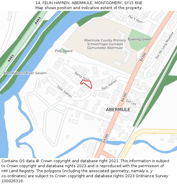 14, FELIN HAFREN, ABERMULE, MONTGOMERY, SY15 6NE: Location map and indicative extent of plot