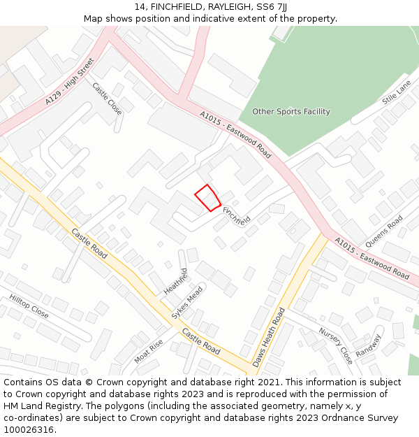 14, FINCHFIELD, RAYLEIGH, SS6 7JJ: Location map and indicative extent of plot