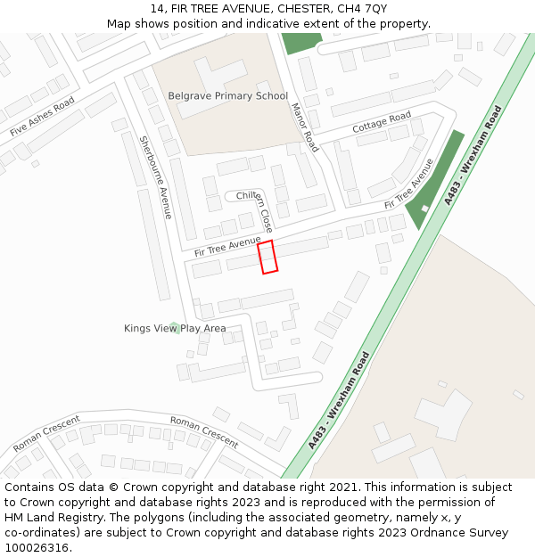 14, FIR TREE AVENUE, CHESTER, CH4 7QY: Location map and indicative extent of plot