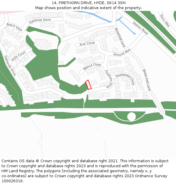 14, FIRETHORN DRIVE, HYDE, SK14 3SN: Location map and indicative extent of plot