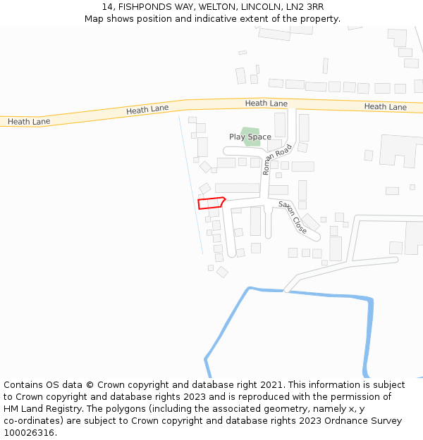 14, FISHPONDS WAY, WELTON, LINCOLN, LN2 3RR: Location map and indicative extent of plot