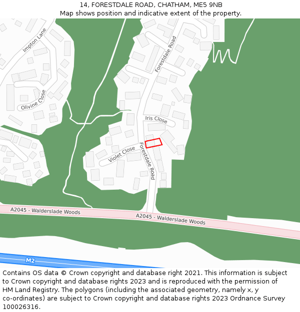 14, FORESTDALE ROAD, CHATHAM, ME5 9NB: Location map and indicative extent of plot