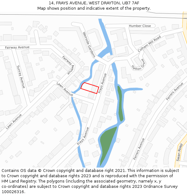 14, FRAYS AVENUE, WEST DRAYTON, UB7 7AF: Location map and indicative extent of plot